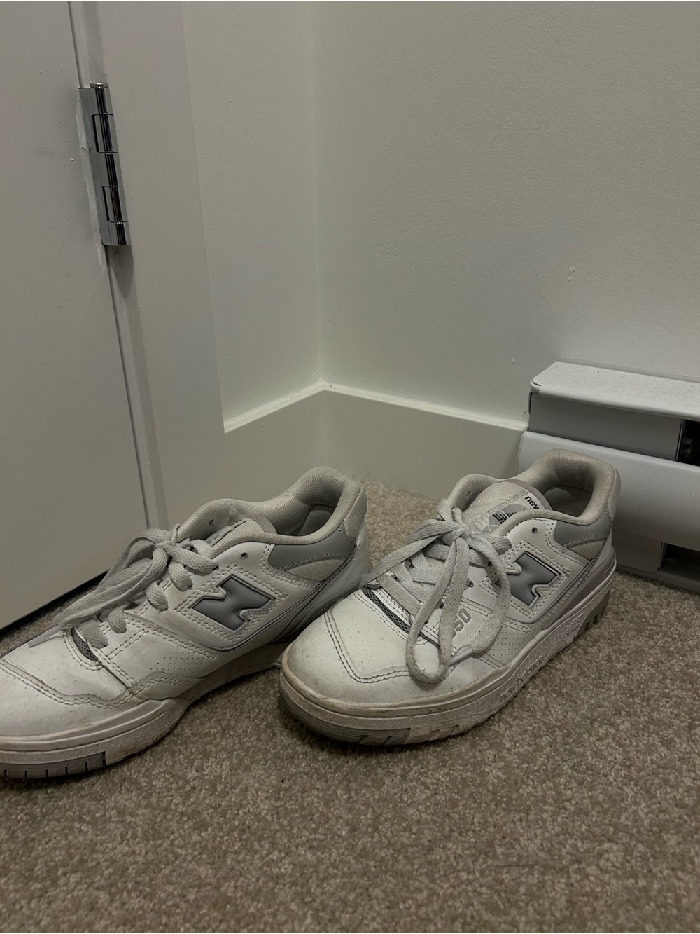 New Balance Kids White and Gray Sneakers